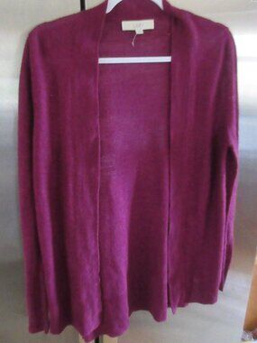 LOFT Open-Front Cardigan -  Magenta small S ramie blend